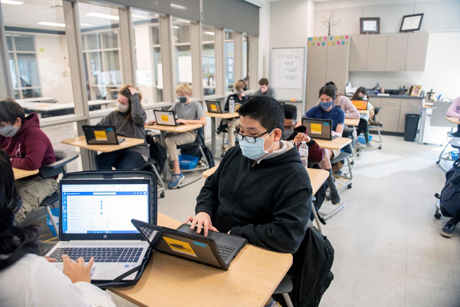 Students sitting in classroom